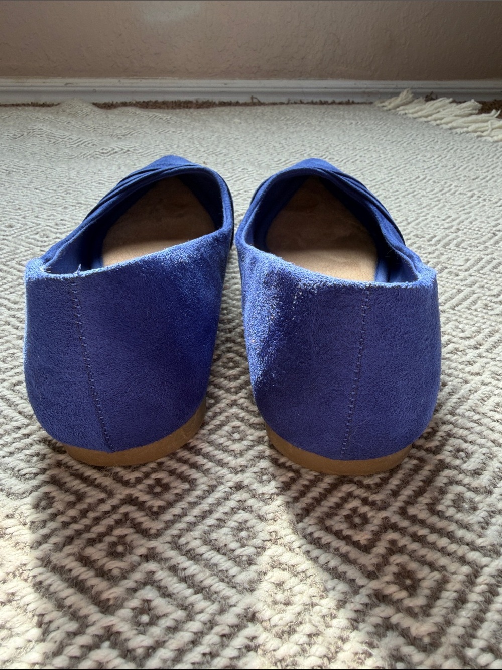 Serra Women's Royal Blue Pointed Toe Flats with Folded Detail - Picture 6 of 10